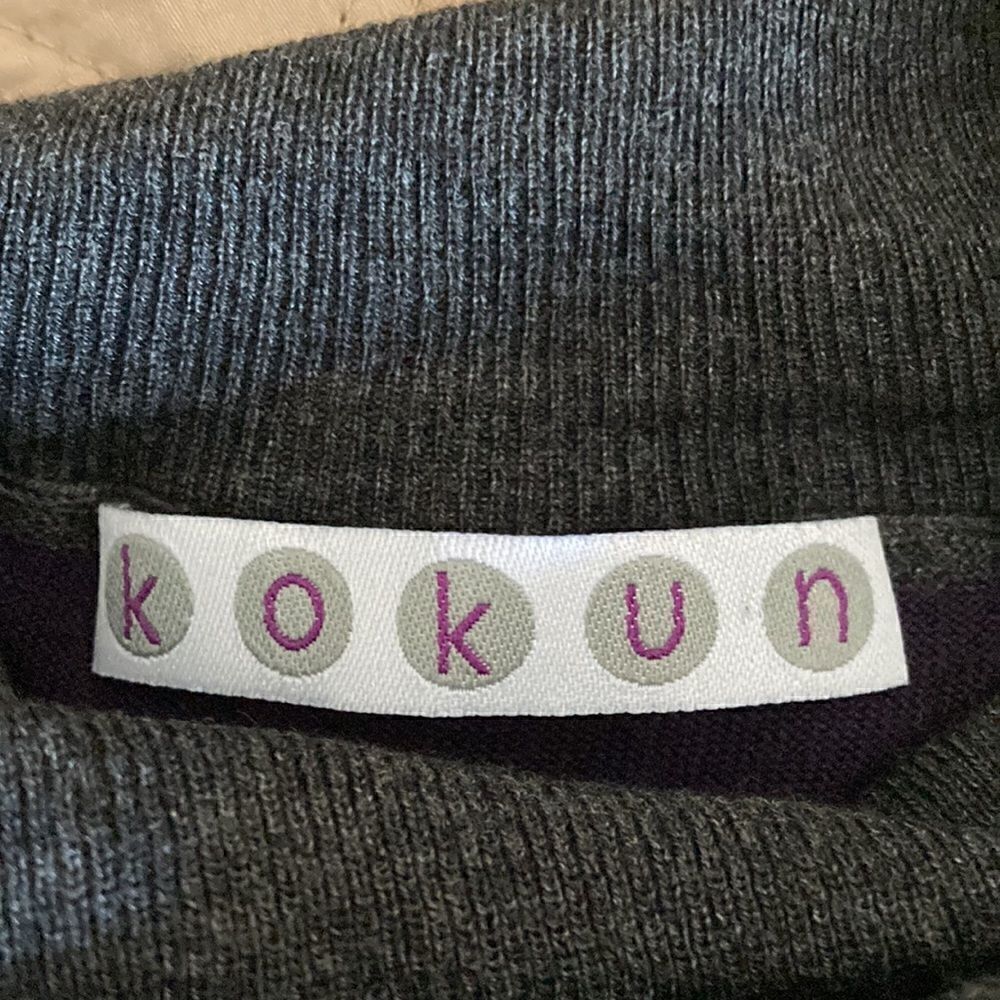 Kokun Women’s Bamboo/Cashmere Turtleneck Sweater in Gray & Purple. Size Small. - Picture 5 of 7